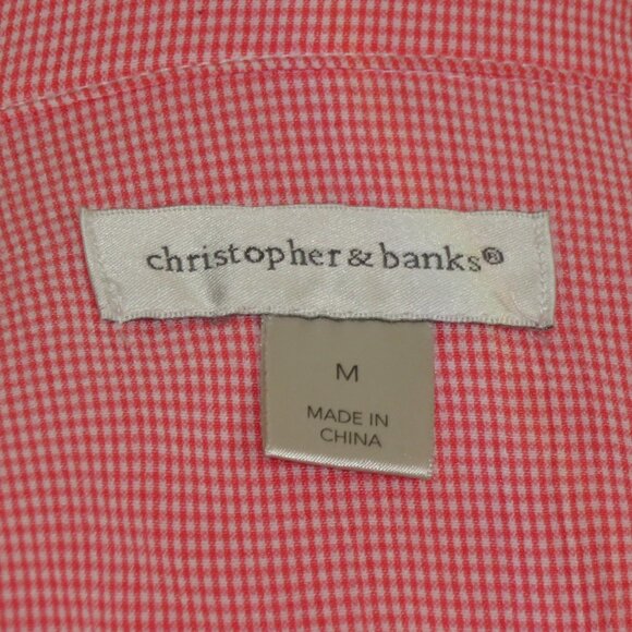 Christopher & Banks Pink Checkered Long Sleeve Snap-Up Blouse Size M (C984) - Picture 6 of 6